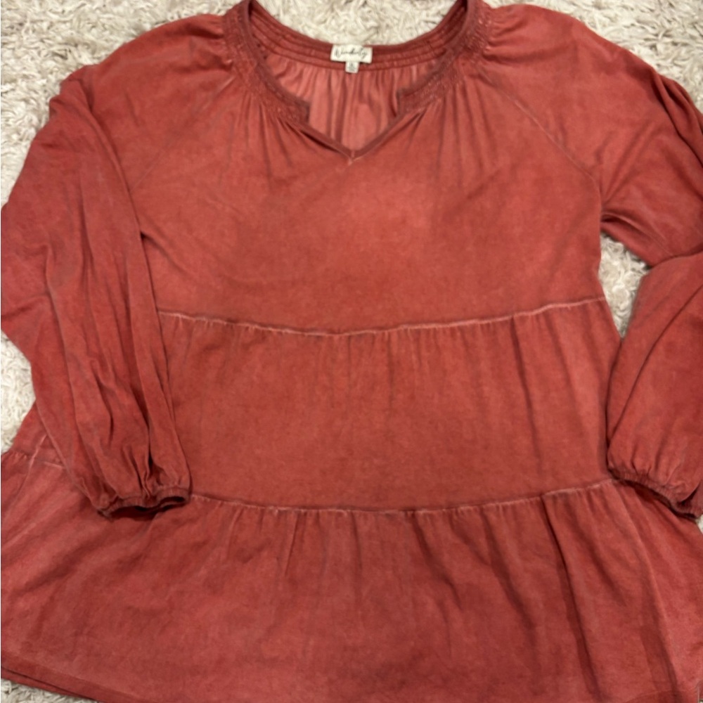 Wonderly Terracotta Blouse Long Sleeve